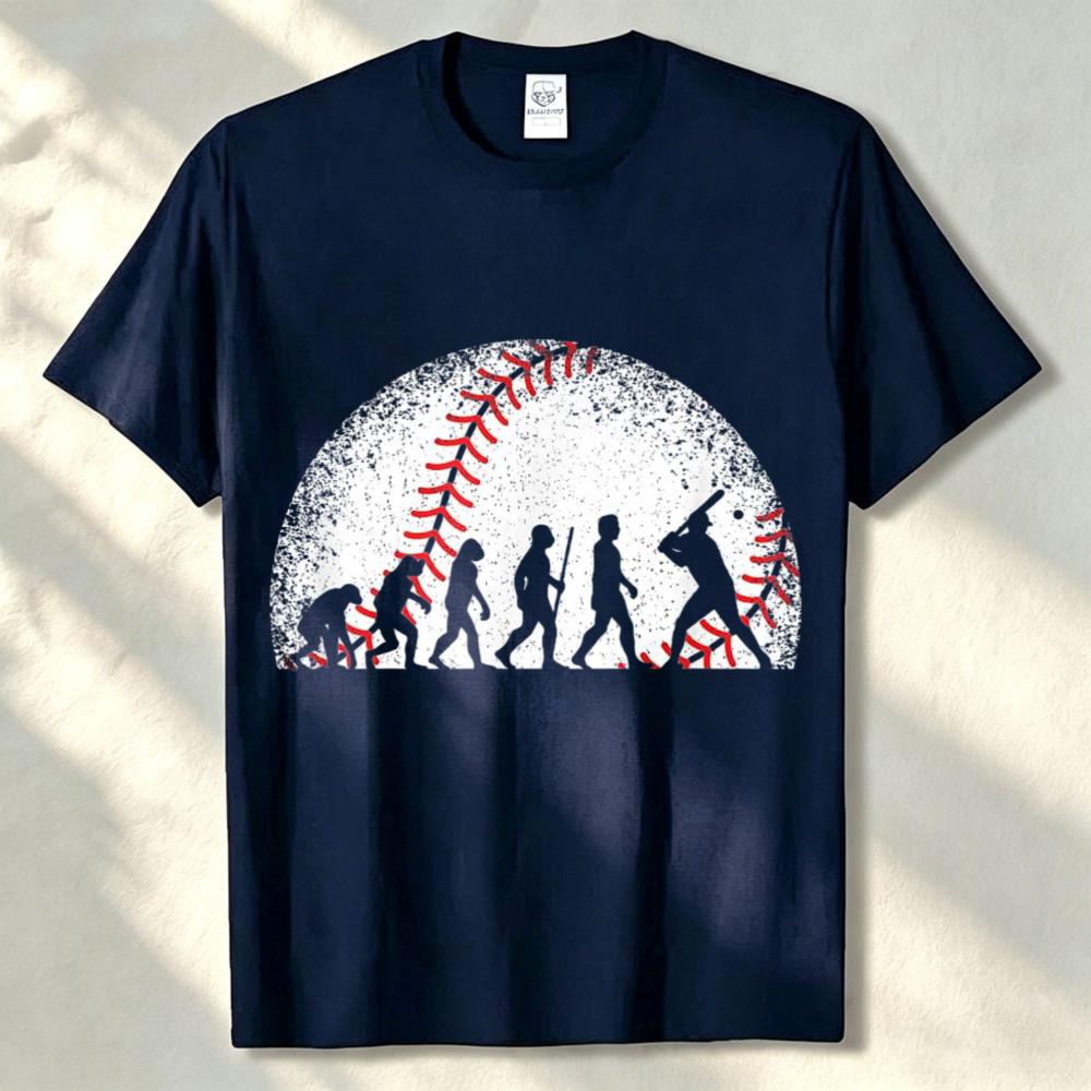 Huunisex Evolution To Baseball Batter Vintage Distressed Baseball Silhouette Graphic Unisex Cotton T Shirt Sport Fan Daily Wear Top