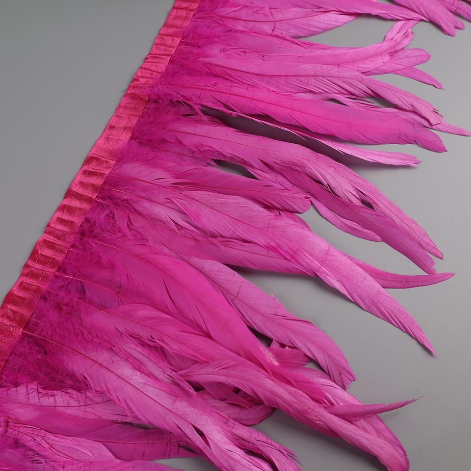 25-30cm Rooster Feather Trimming Chicken Feathers Trims Rooster Tail Feather Ribbon Dress Skirt Costume Carnival Decoration