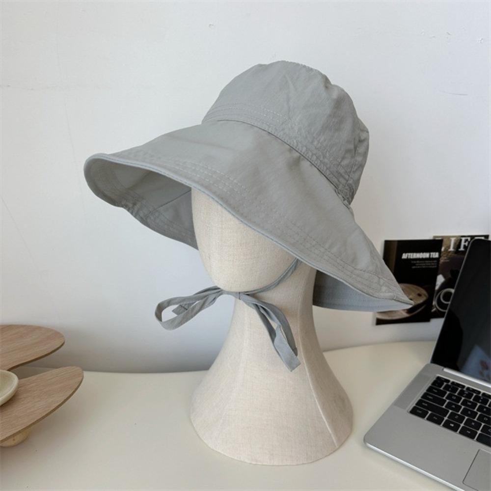 Καπέλο Ψαρά με Φαρδύ Γείσο και Φιόγκο, Αναδιπλούμενο Καπέλο Κάδος με Αντηλιακή Προστασία, Μοντέρνο Καπέλο Ηλίου με Κορδόνια