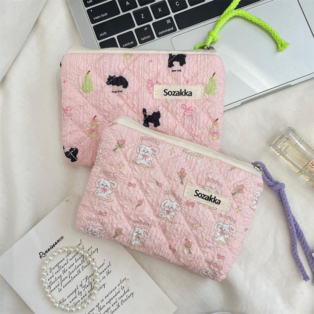 Floral Quilted Cotton Sanitary Napkin & Coin Storage Bag - Large Capacity, Soft, Cute Design