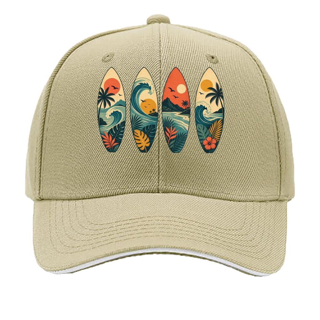 Retro Island Wave Silhouette Collect Sandwich Baseball Cap Sun Cap Outdoor Workouts Hat