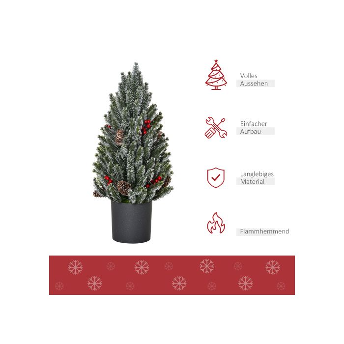 HOMCOM Sapin de Noël artificiel Sapin de Noël de table 170 branches Motif neige Matériau PE PVC Ø27 x 47 cm