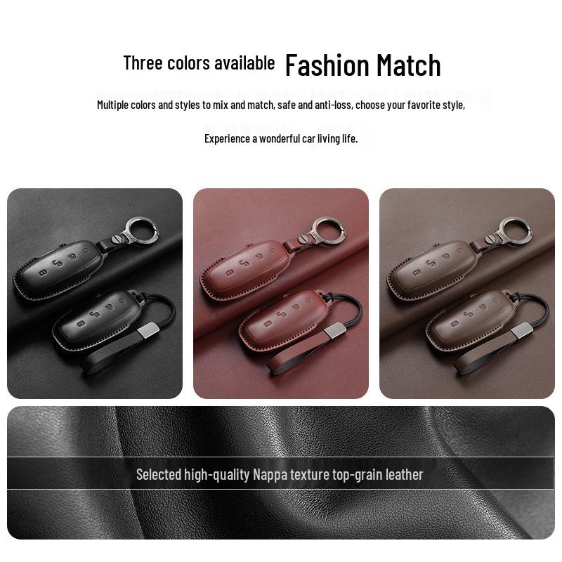 Denza D9 DM-i Key Case Cowhide Cover for 26 Models, Shell Buckle for N7 N8 Interior Modification
