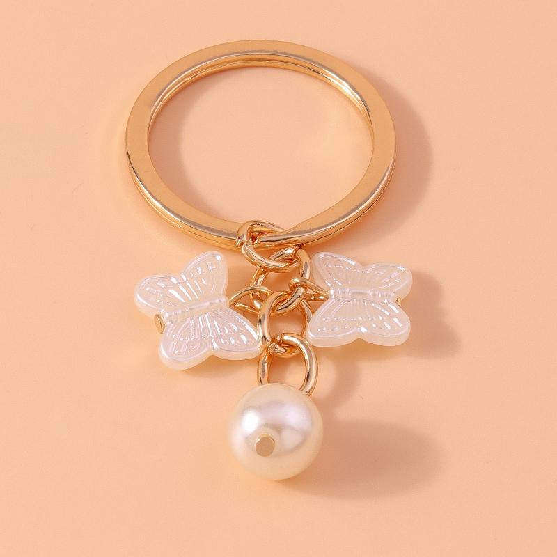 Fashion Pearl Shell Starfish Keychain Y2K Crystal Key Ring Pendants for Women Girls Handbag Decor DIY Summer Beach Jewelry Gifts