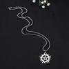 Stainless Steel Shining Sun Pentagram Pendant Necklace Supernatural Dean Statement Box Chain Necklaces Couple Women Men