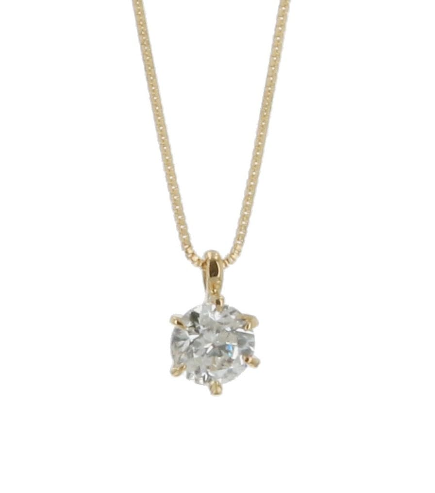 D Collection 18K Yellow Gold Diamond H SI2 Good with Certificate and Box Necklace, 0.3ct, Color, Grade, Cut, (DTMTFB03YG)
