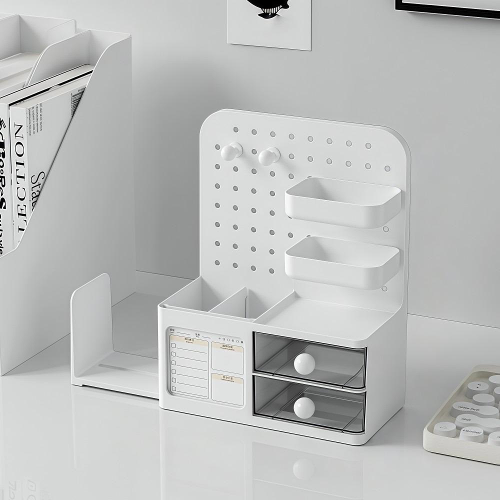 

With Drawers Desktop Pegboard Storage Box Desk Organizer Box Desktop Storage Decoration білий