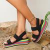 Sandals women's outer wear summer new Korean version fashion cross with rainbow platform Roman shoes