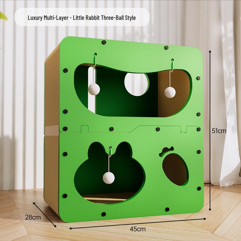 Scratch-Resistant Cat House with Integrated Scratching Board