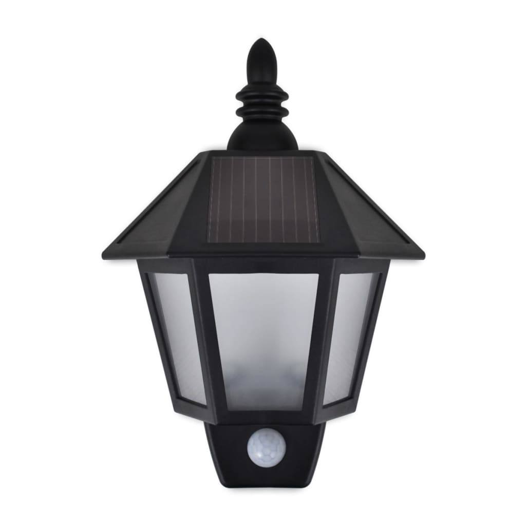 vidaXL Solar-Wandleuchten 2 Stk. mit Bewegungsmelder Schwarz