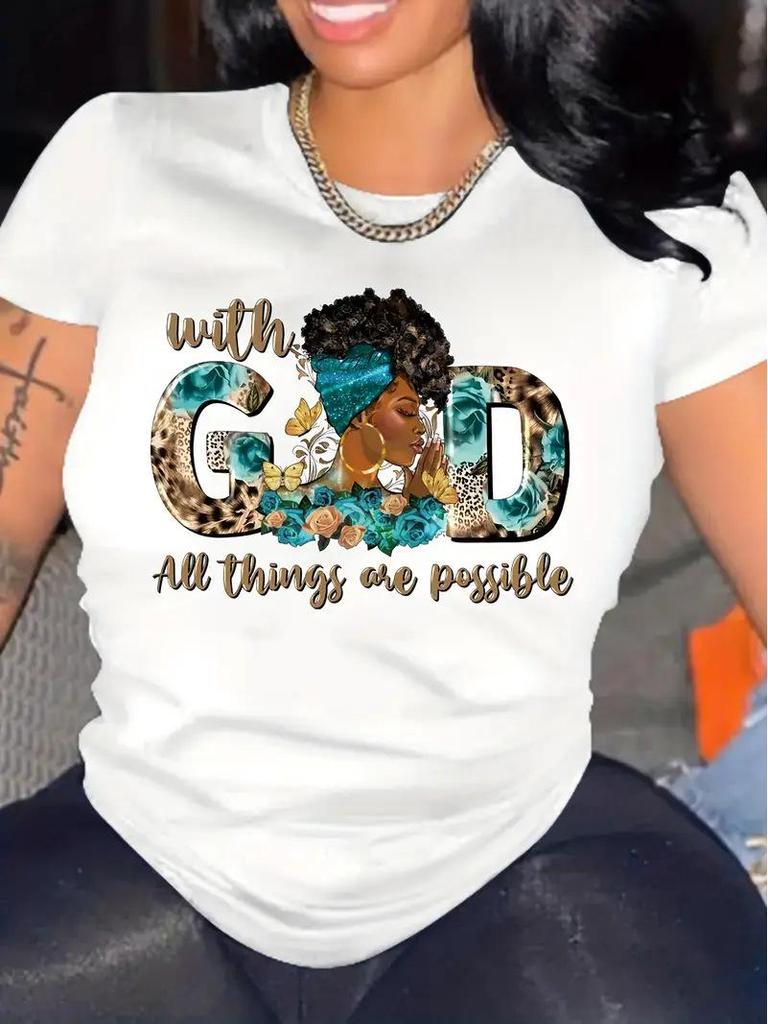 Damen Kurzarm Weihnachts-Rundhals-Oberteil