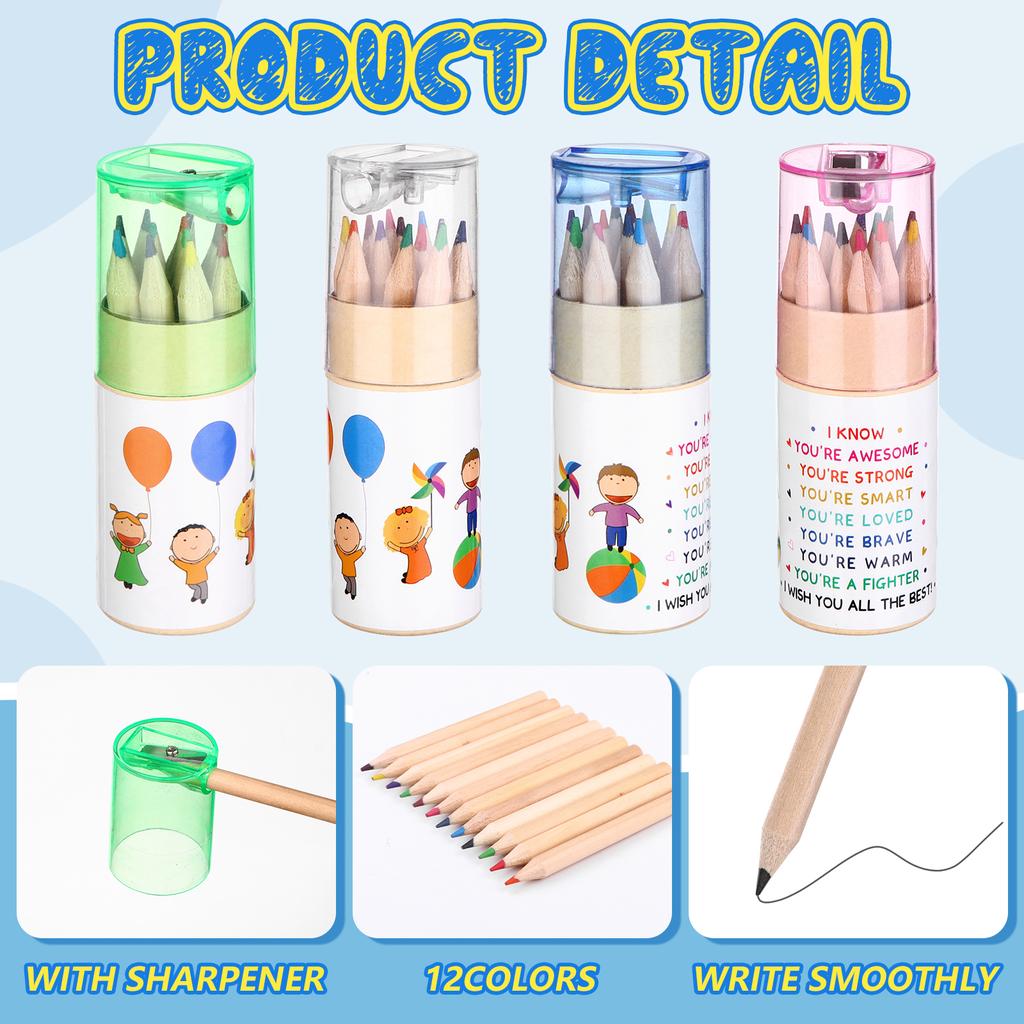 32 Pack Inspirational Colored Pencils Bulk Mini 12 Colored Pencils With Sharpener In Tube Mini Drawing Pencils Set Back To Schoo