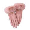 Women's Velvet Rabbit Fur Fleece-Lined Cycling Gloves - Warm, Non-Slip, Windproof, Thick Winter Gloves