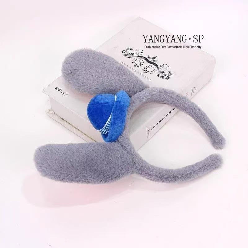 Judy Hopps Rabbit Ears Headband - Cute Cartoon Performance Hair Accessory for Amusement Park and Fun Photos.