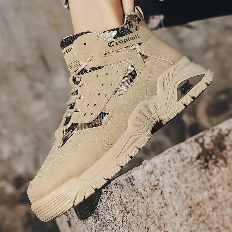 Fashion New Tooling Boots For Men Winter Men's Ankle Boot Wear-resistant Personality High Tops Mans Casual Shoes Outdoor Explosive Style