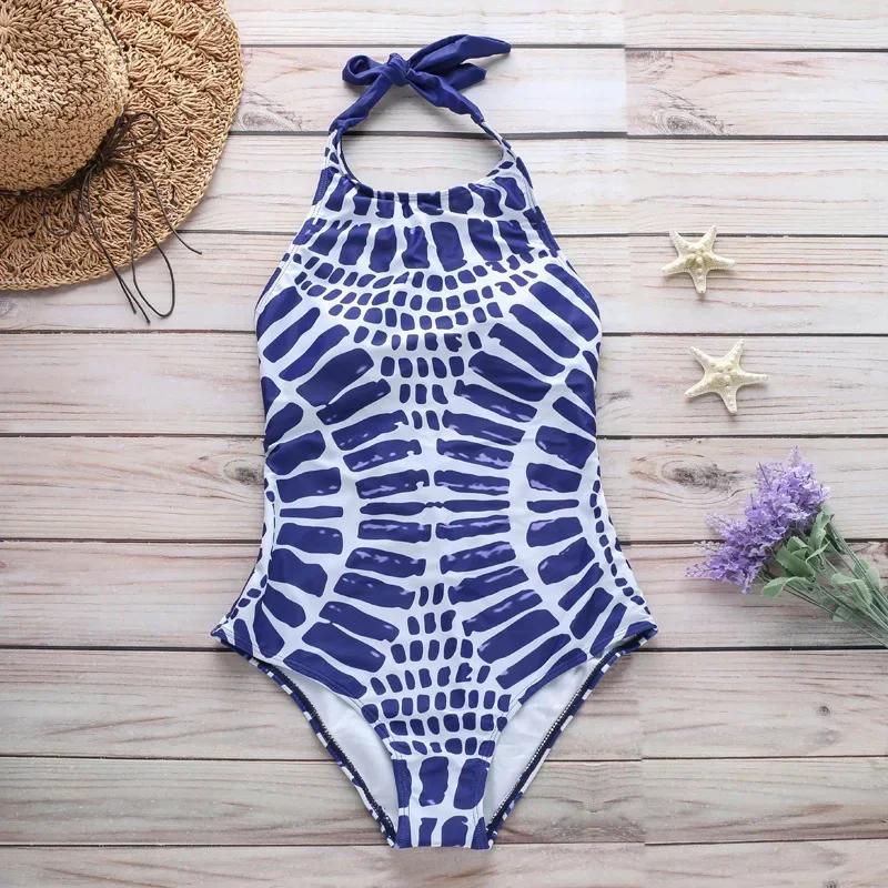 XXL Large Size Swimwear One Piece Swimsuit Women 2023 High Neck Monokini Bandage Bathing Suit Halter Bodysuit Bather Beachwear