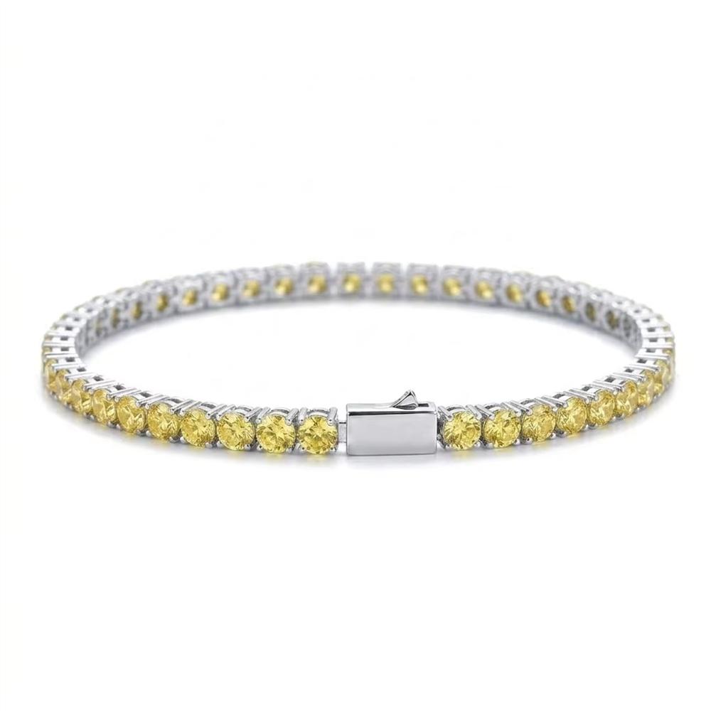 4mm Iced Out Colorful CZ Tennis Bracelet Multi Color 1 Row Cubic Zirconia Brass Spring Clasp Bling Hip Hop Jewelry for Women Men