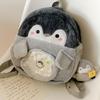 Neuer Cartoon Bestickter Pinguin Rucksack Weiches Samtmaterial Niedliche Jk Mädchen Umhängetasche