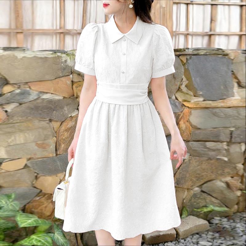 

ZANZEA Женское Повседневное Свободное Летнее Платье с Коротким Рукавом и Воротником-Куколкой S белый