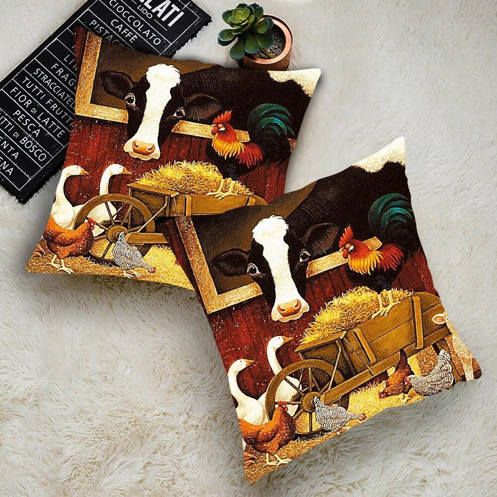 Bedroom Living Room Cartoon Animal Print Cushion Cover Cat Dog Cushion Cover Car Sofa Home Decor Pillowcase