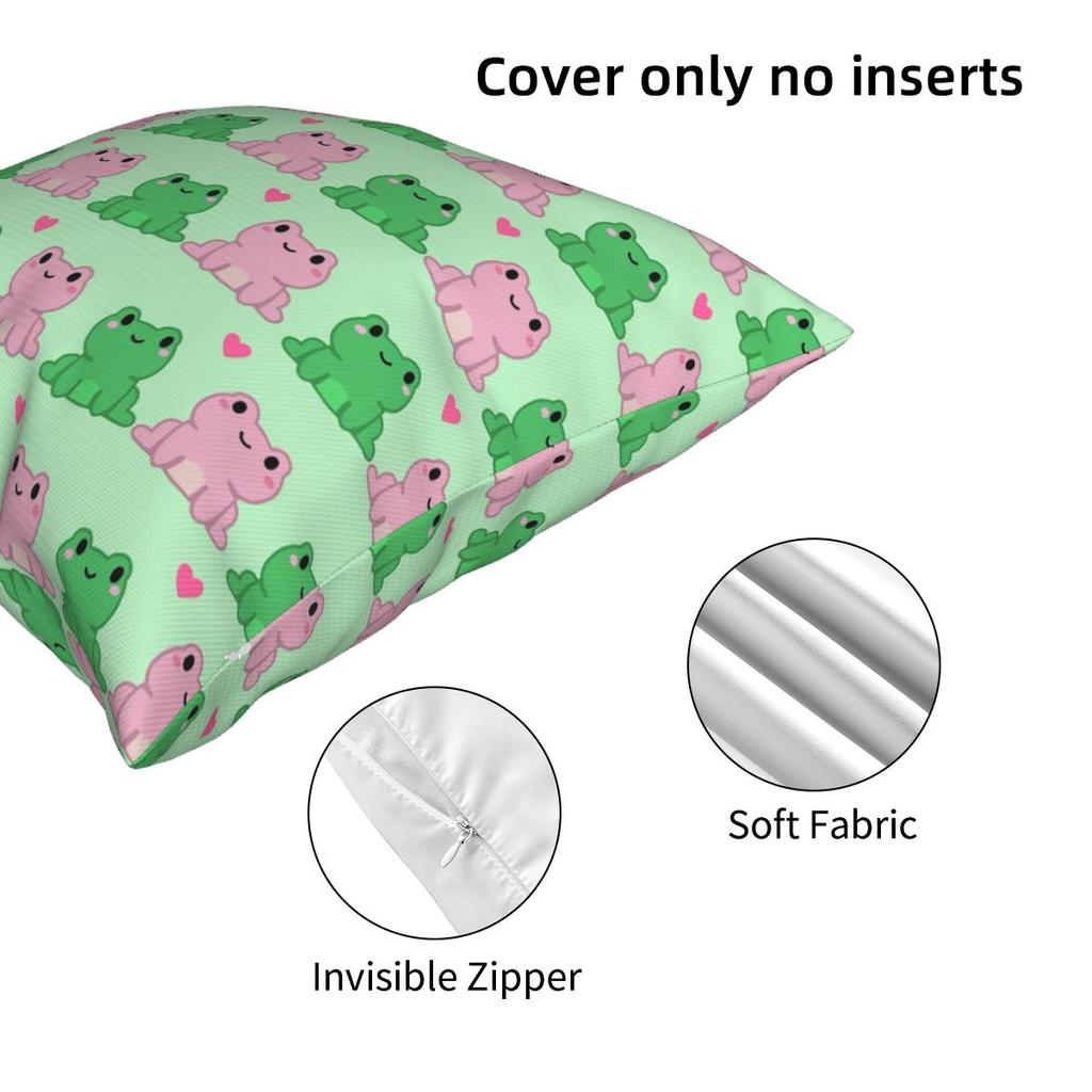 Two Frog Love Heart Cartoon Square Pillowcase Cushion Cover Pillow Case Throw Pillow Cover for Home Bedroom Car