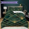 Deco Golden Fan Pattern Bedding uilt Set uilt Cover Pillowcase Home Decoration Birthday Gift (1 * duvet cover + 2 * pillowcase without core)