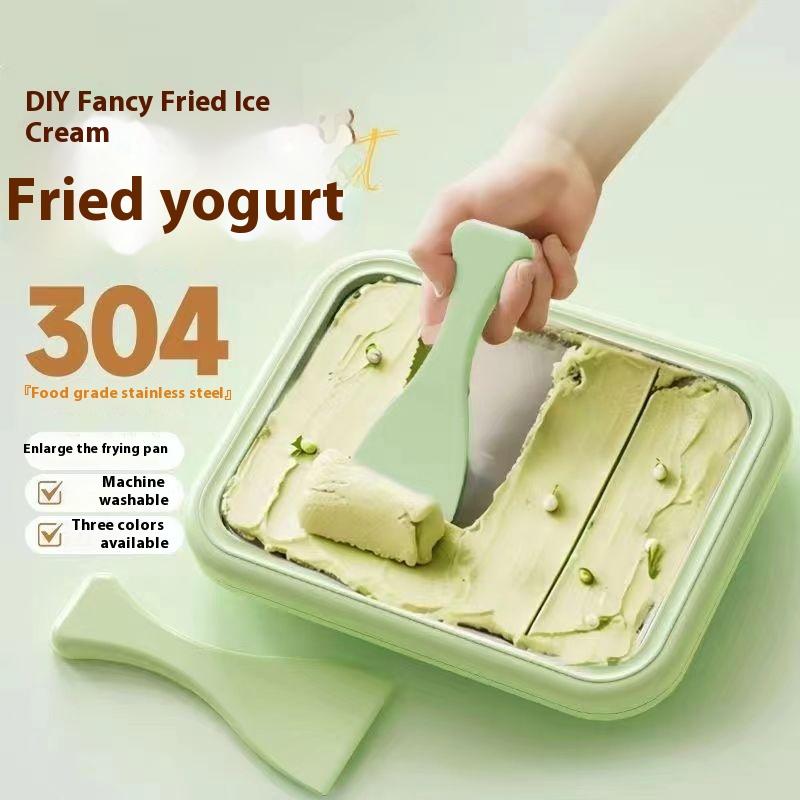 

Домашняя маленькая машина для приготовления мороженого, машина для йогурта с перемешиванием, летняя детская, самодельная, поднос для жарки льда, кухонные инструменты для семей зелёный