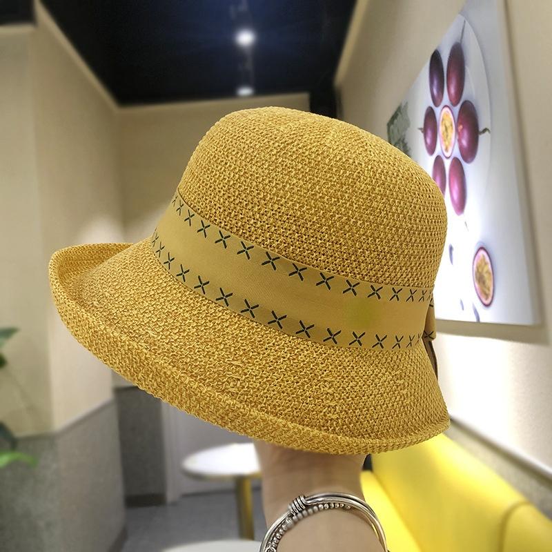 Designer Linen Breathable Fisherman Hat Women's Fashion Bow Basin Hat Holiday Sun Protection Small Rim Fisherman Hat