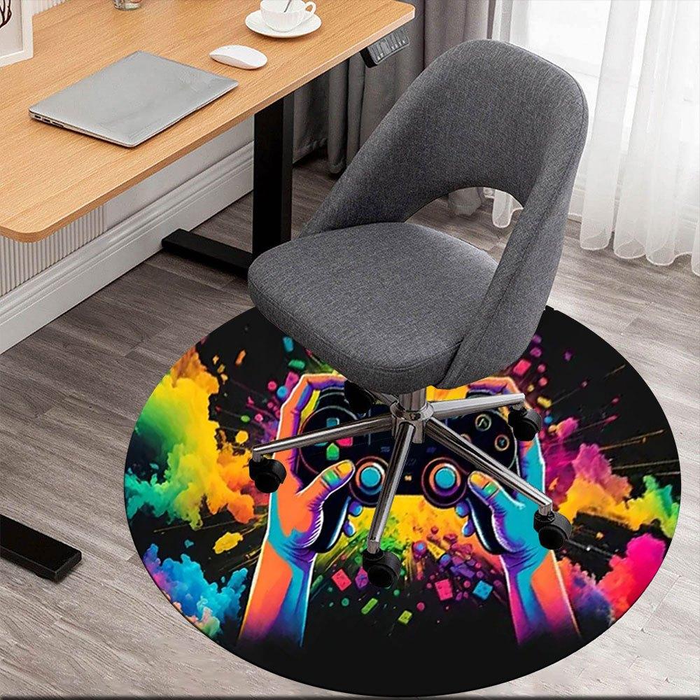 

Vibrant Gaming Controller Art PrintRound Non-Slip chair mat chair carpet for office Rugs for Office Decor Gift For Valentine s Day Mother s Day Hallow 80cm by 80cm
