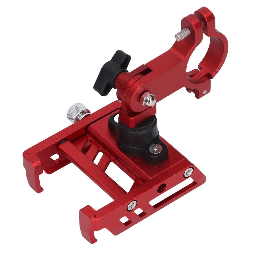 Bike Phone Mount Holder 360 Degree Rotatable Red Aluminum Alloy Handlebar Mounted Cell Phone Holder for Motorcycle Scooter