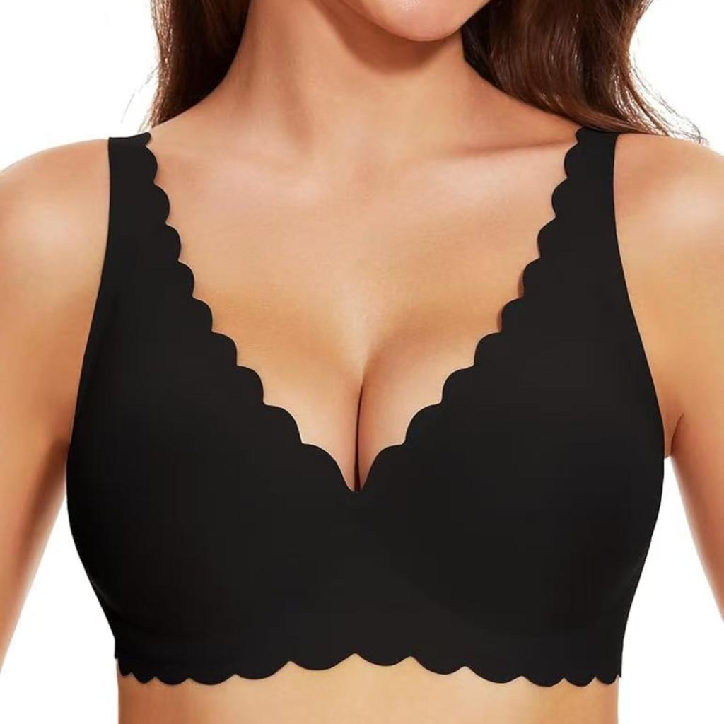 European Seamless Deep V Bra for Women Gathered Side Bust Coverage Anti-Sagging Daily Comfort Intimates