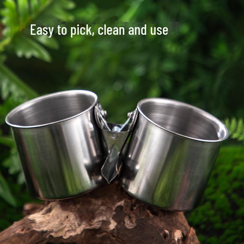 Stainless Steel Parrot Food & Water Double Clamp Cup for Starlings & Mynas - Bite-Resistant Feeder