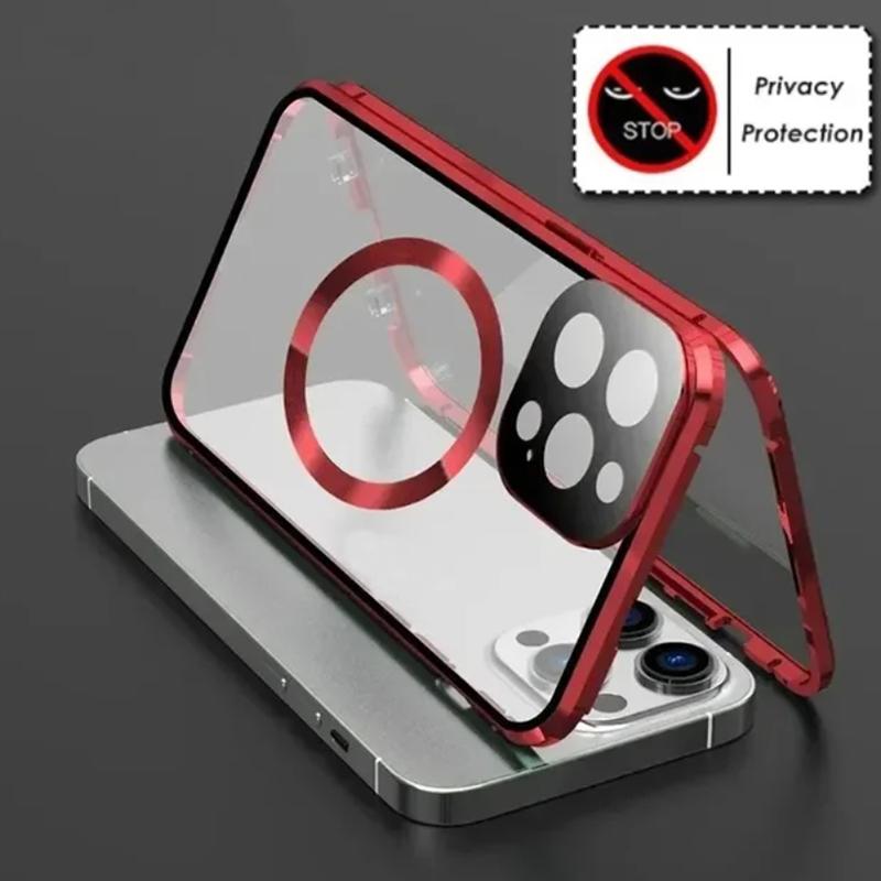 Funda Magnética Metálica Anti Miradas Indiscretas de Privacidad Para iPhone 17 16e 15 14 13 12Pro Max Funda Magsafe Protección 360 Funda de Teléfono a Prueba de Golpes