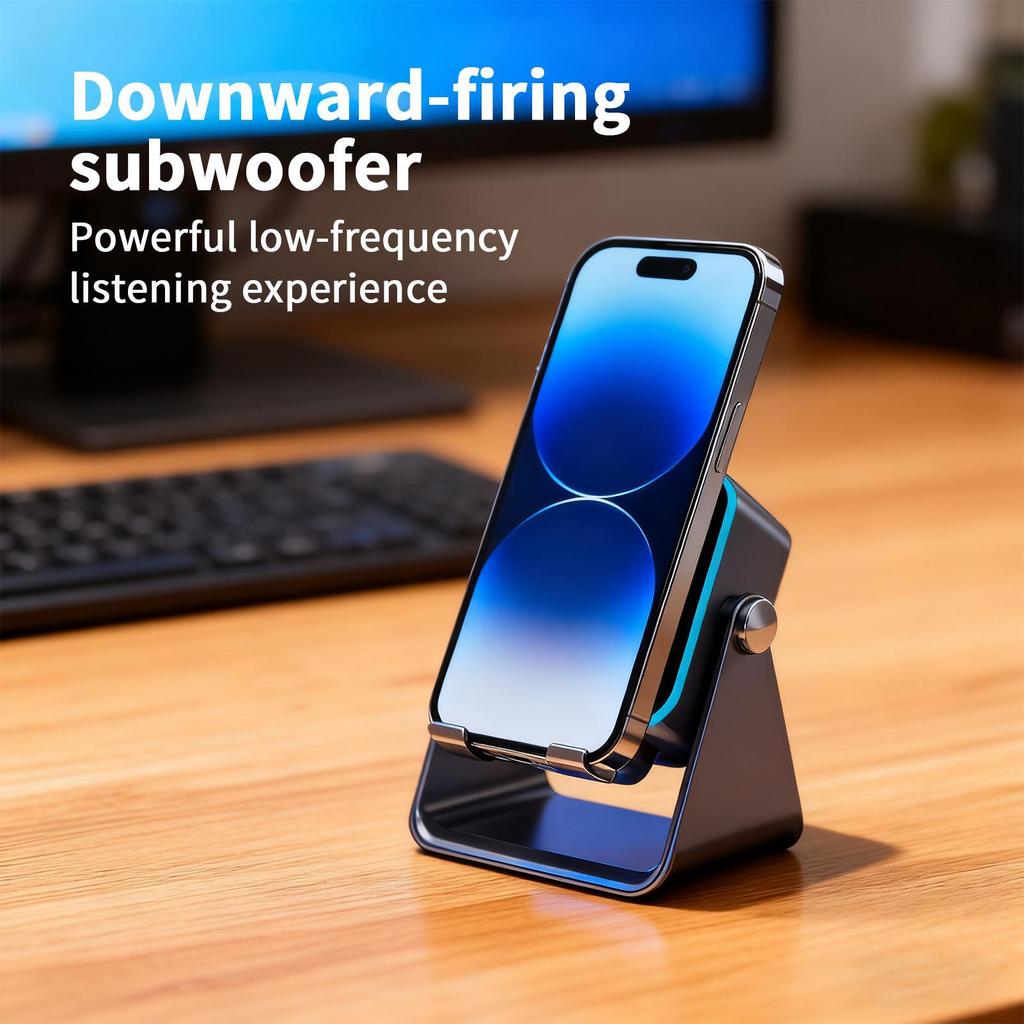 Induction Speaker For Cell Phone Audio Station Foldable with Light 10W Phone Holder Wireless Charger Speaker for Home Office