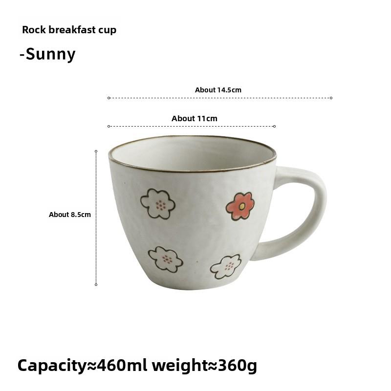 

Rock Breakfast Mug Ceramic Coffee Cup for Milk Cereal High Value Home Use Japanese Style 460ml