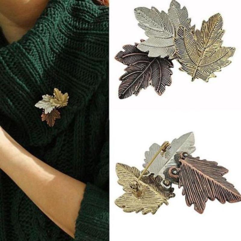 Vintage Three Leaves Brooch Pin Scarf Sweater Dress Women's Decor Gift