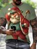Men's Christmas T-Shirt 3D Print Santa Claus Reindeer Short Sleeve Casual Tee Top