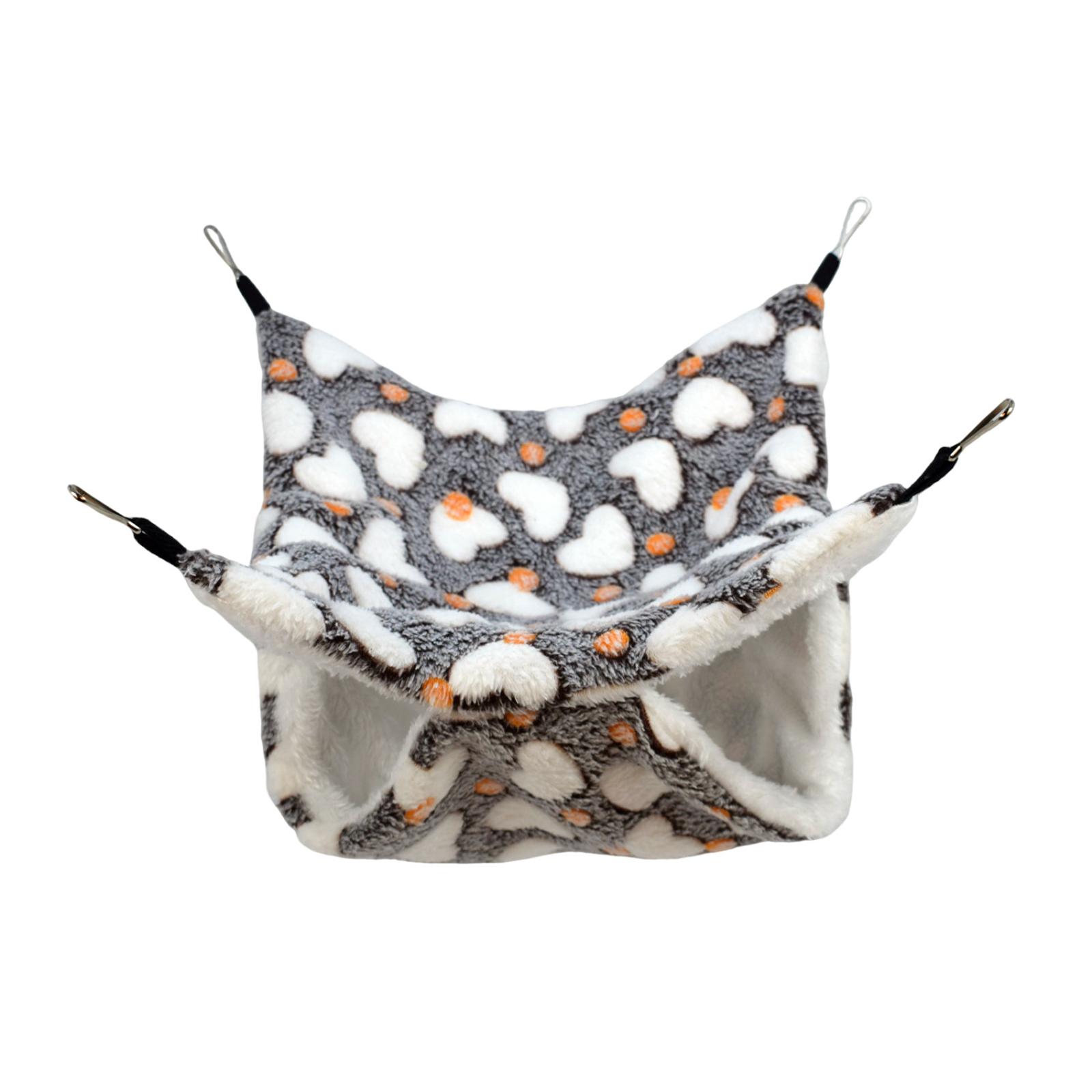 Small Pet Hammock Three Layer Warmth Hanging Bed Cotton Sleeping Nest for Hamsters Squirrels Sugar Gliders with Secure Attachment Clips One Size