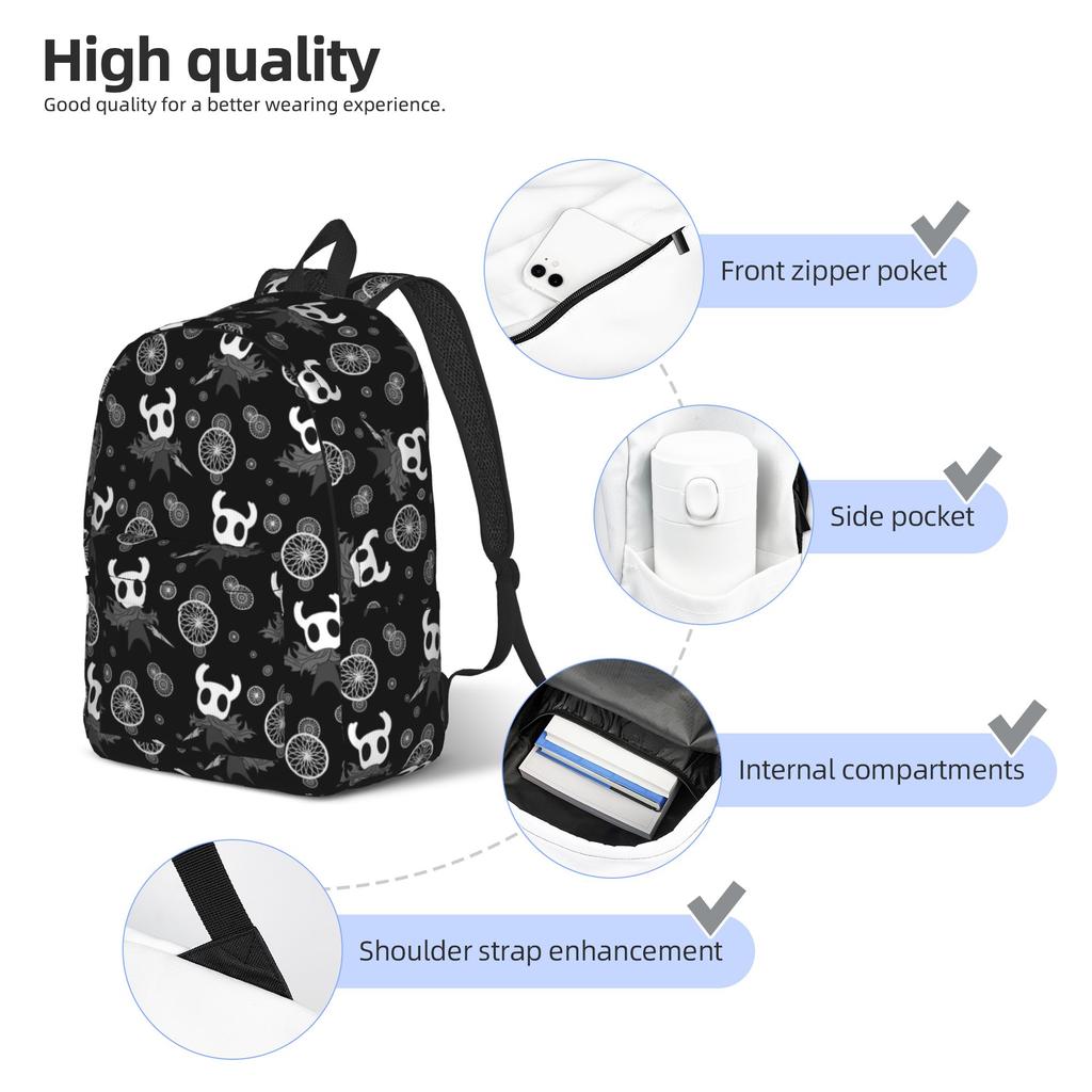 Hollows Knights Shade Everyday Backpack for Men Women Teenage Learner Professional Daypack Game Comic Laptop Cloth Bags Field