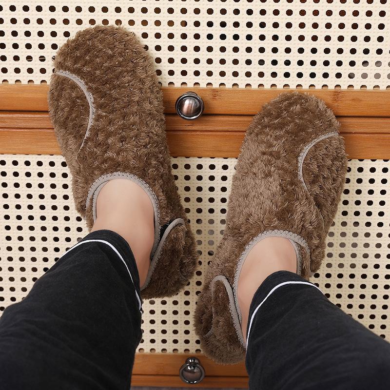 Pantofole in cotone con velcro autunno e inverno antiscivolo calde suola spessa a sacchetto e velluto scarpe in cotone per la casa interne antiscivolo