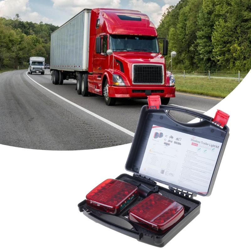 LED Wireless Trailer Lights Magnetic Trailer Lamp Tail Lights for Truck Vehicle Rechargeable Towing Light Kit