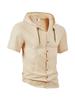 Men's Casual Lightweight Cotton Linen Short-Sleeve Hoodie Cardigan