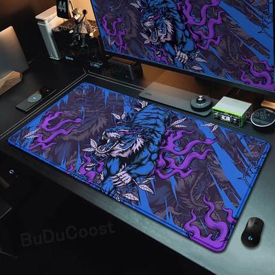 Anime Tijger Muismat Grote Maat Laptop Computer Vergrendelrand Bureau Mat Rubberen Muispad Gamer Tapijt Gaming Accessoires Toetsenbord Mat