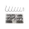 Offset Hooks 185-piece Set 6 Sizes (#1 0-#6 0) High Carbon Steel Worm Large Capacity Chemical Polishing Case Black Bass Rock Fish Fishing
