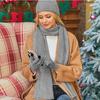 Solid Color Knitted Cap Soft Winter Cable Beanie Hat Simple Touchscreen Gloves for 3Pcs/Set Gifts