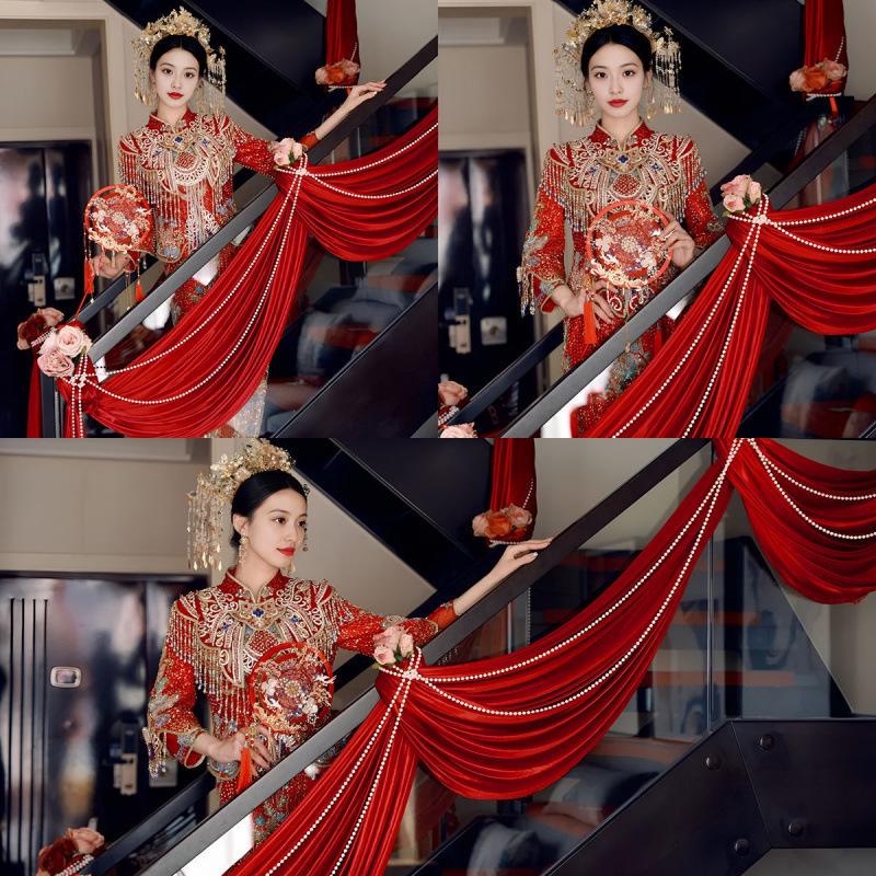 Double Happiness Wedding Stair Handrail Decoration - Rustic Style