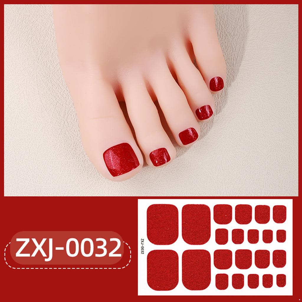 10Pcs Solid Color Toe Nail Stickers for Women Girls Easy Apply Self Adhesive Polish Strips with Nail File Manicure Tools Long Wearing Waterproof Nail