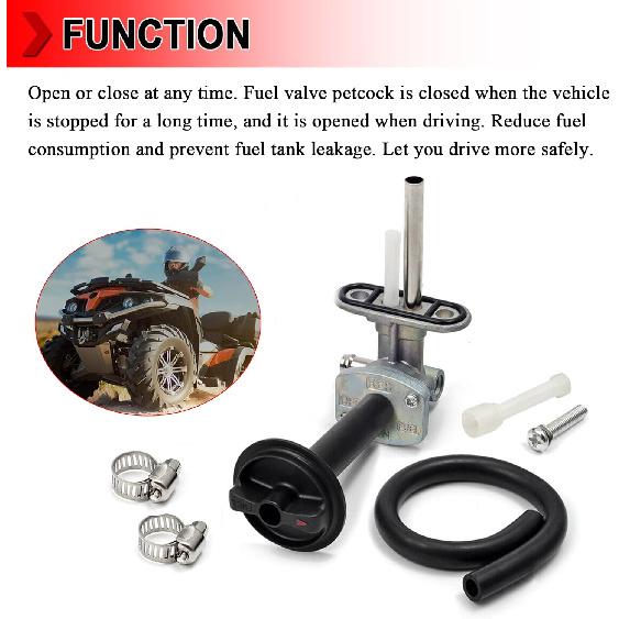 Fuel Petcock Valve Switch with Knob Lever and Lines Fit for Yamaha Kodiak 400 450 YFM400 YFM450 Grizzly 400 450 YFM450F Prairie 400, Replace