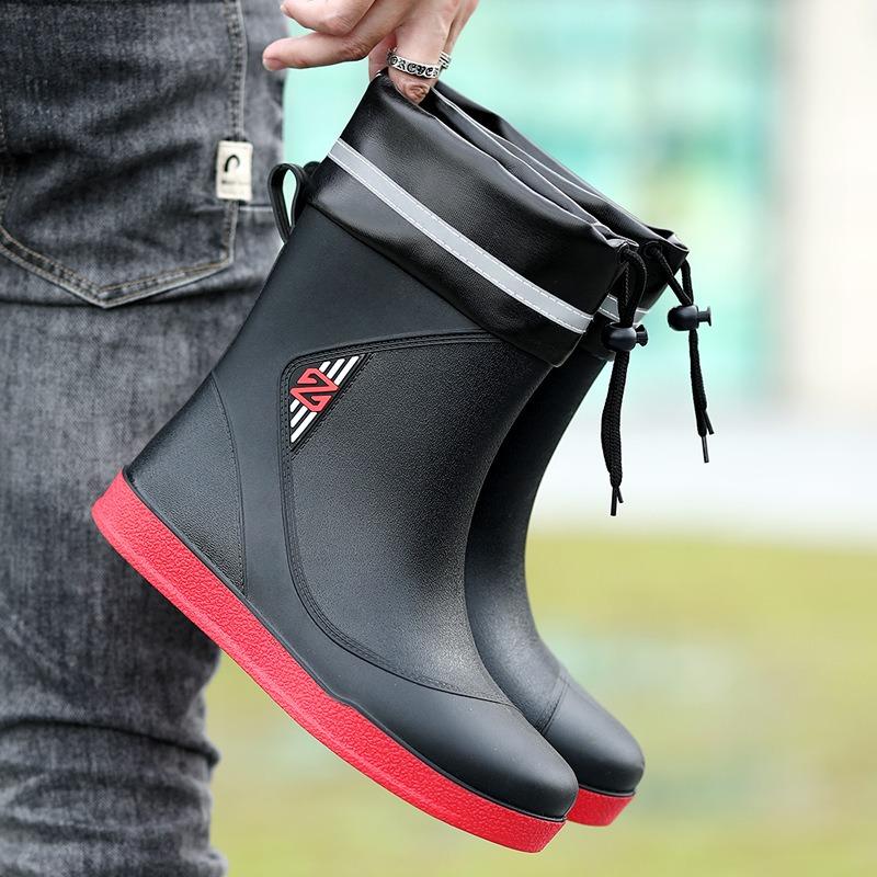 Waterproof Shoes Men's and Women's Rain Shoes Fashion Short Tube Thickened Warm Rubber Shoes Work Non-slip Fishing Kitchen Rain Boots