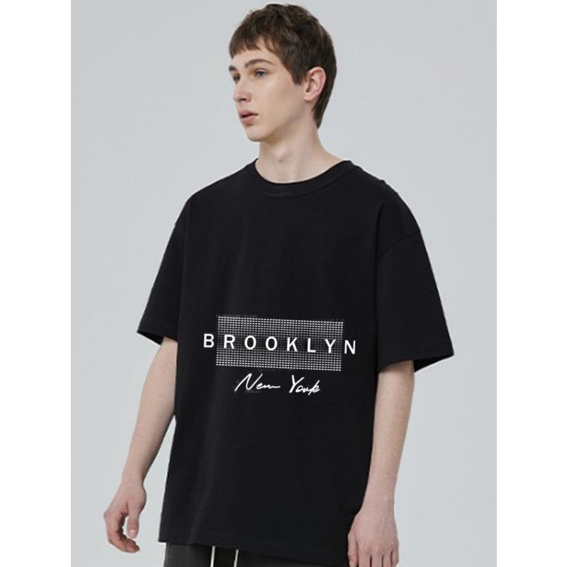 Black T Shirt with Brooklyn New York Print for Casual Wear